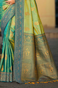 Sea Green Soft Silk Woven Work Traditional Saree