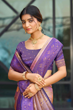 Royal Purple Soft Silk Woven Work Traditional Saree
