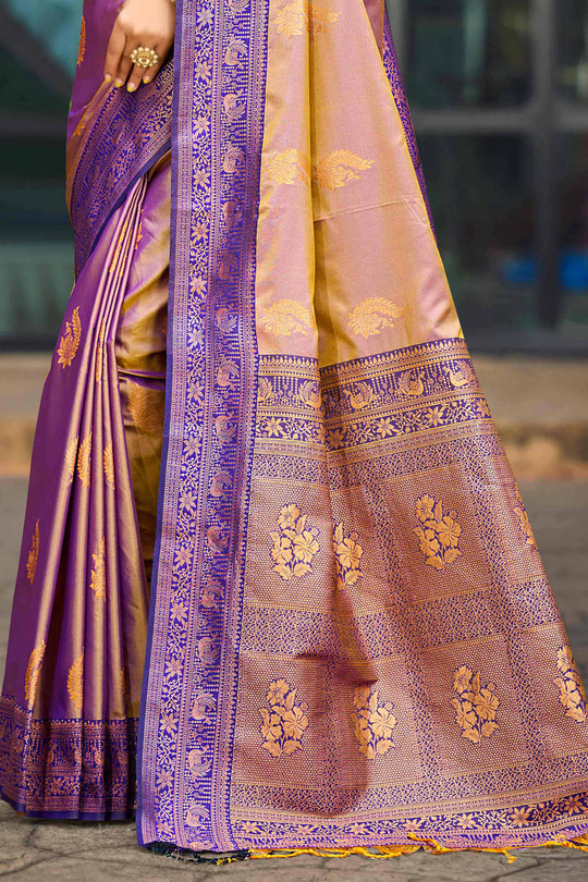 Royal Purple Soft Silk Woven Work Traditional Saree