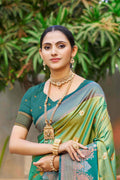 Parrot Green Soft Silk Woven Work Traditional Saree