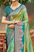 Parrot Green Soft Silk Woven Work Traditional Saree