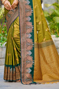Olive Green Soft Silk Woven Work Traditional Saree
