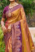 Copper Gold Soft Silk Woven Work Traditional Saree