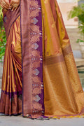 Copper Gold Soft Silk Woven Work Traditional Saree