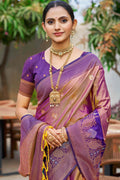 Rose Gold Soft Silk Woven Work Traditional Saree