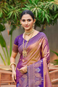 Rose Gold Soft Silk Woven Work Traditional Saree
