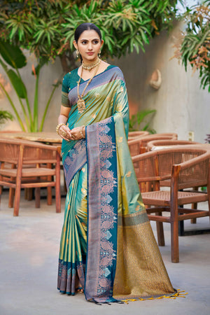 Sea Green Soft Silk Woven Work Traditional Saree