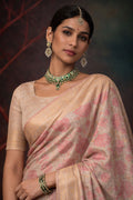 Pastel Pink Cotton Silk Woven Work Traditional Saree