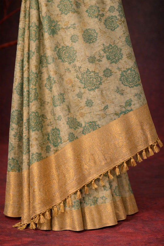 Green Cotton Silk Woven Work Traditional Saree