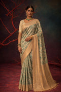 Green Cotton Silk Woven Work Traditional Saree