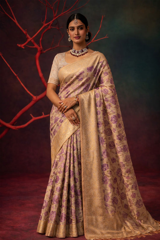 Purple  Cotton Silk Woven Work Traditional Saree