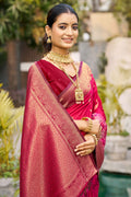 Rani Pink Soft Silk Woven Work Traditional Saree