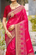 Rani Pink Soft Silk Woven Work Traditional Saree