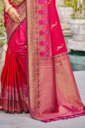 Rani Pink Soft Silk Woven Work Traditional Saree