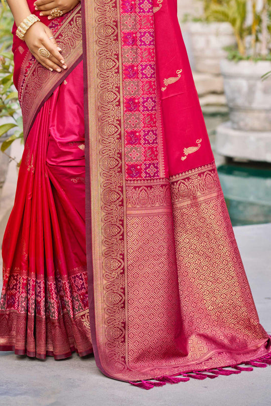 Rani Pink Soft Silk Woven Work Traditional Saree