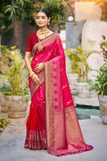 Rani Pink Soft Silk Woven Work Traditional Saree
