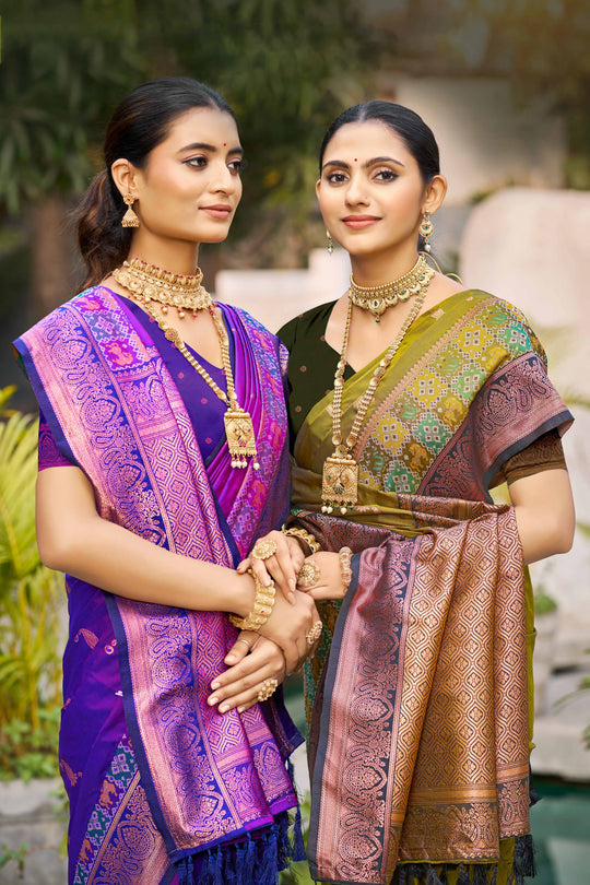 Violet Soft Silk Woven Work Traditional Saree