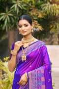 Violet Soft Silk Woven Work Traditional Saree