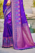 Violet Soft Silk Woven Work Traditional Saree