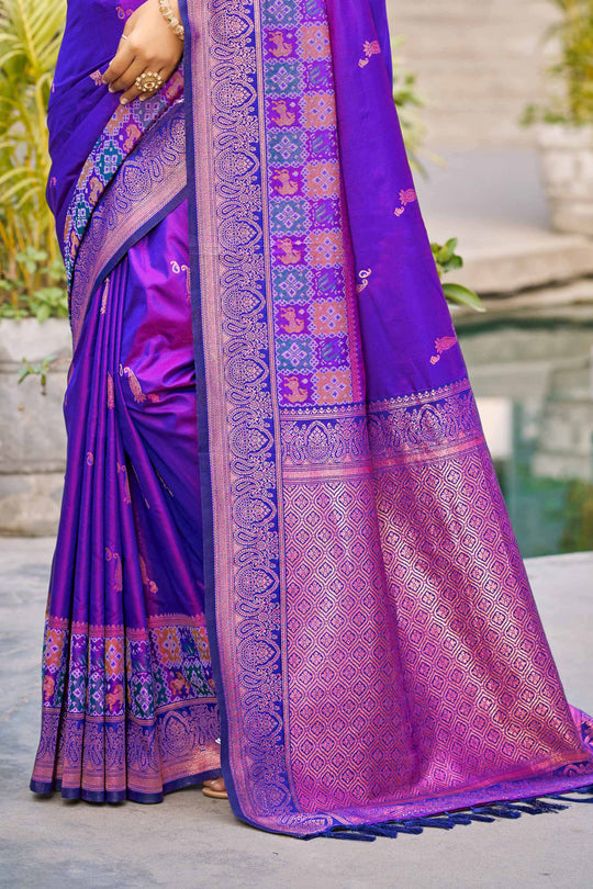 Violet Soft Silk Woven Work Traditional Saree