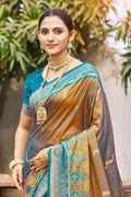 Copper Brown Soft Silk Woven Work Traditional Saree