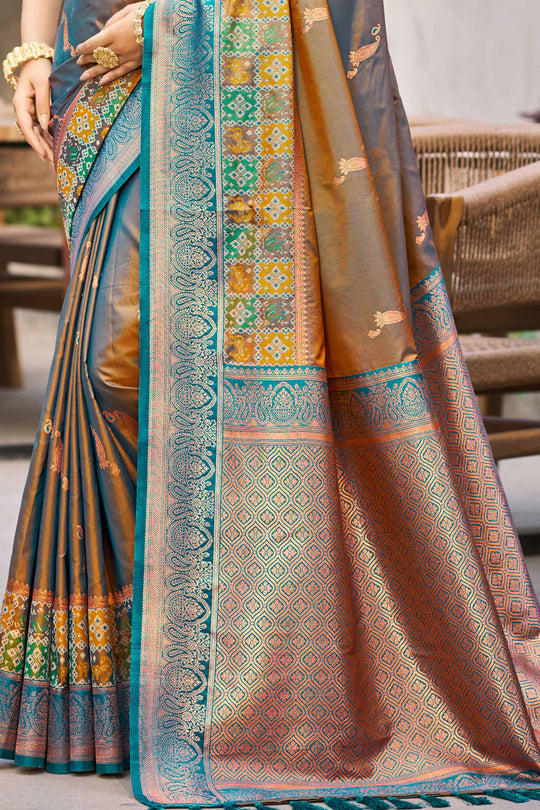 Copper Brown Soft Silk Woven Work Traditional Saree