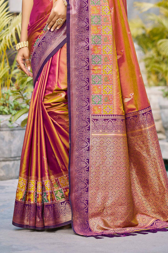 Magenta Pink Soft Silk Woven Work Traditional Saree