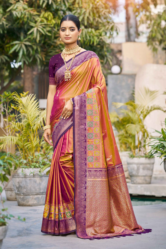 Magenta Pink Soft Silk Woven Work Traditional Saree