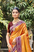 Rust Orange Soft Silk Woven Work Traditional Saree