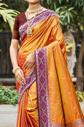 Rust Orange Soft Silk Woven Work Traditional Saree