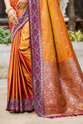 Rust Orange Soft Silk Woven Work Traditional Saree