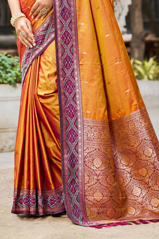 Rust Orange Soft Silk Woven Work Traditional Saree