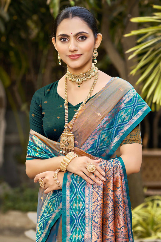 Copper Brown Soft Silk Woven Work Traditional Saree