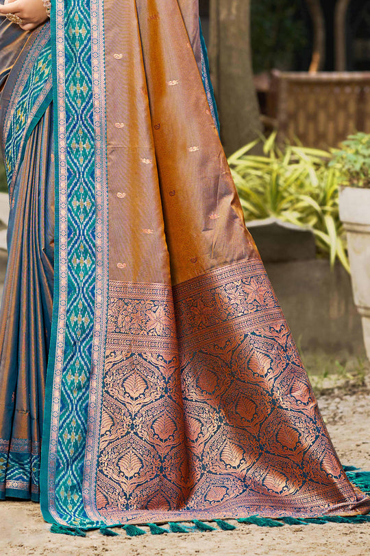 Copper Brown Soft Silk Woven Work Traditional Saree