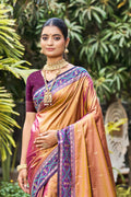 Copper Gold Soft Silk Woven Work Traditional Saree