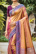 Copper Gold Soft Silk Woven Work Traditional Saree
