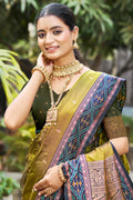 Olive Green Soft Silk Woven Work Traditional Saree