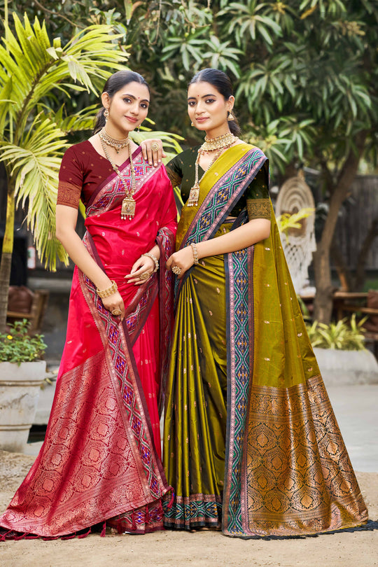Ruby Pink Soft Silk Woven Work Traditional Saree