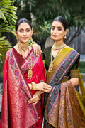 Ruby Pink Soft Silk Woven Work Traditional Saree