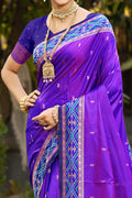 Violet Soft Silk Woven Work Traditional Saree
