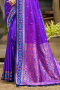 Violet Soft Silk Woven Work Traditional Saree