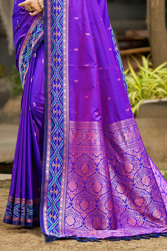Violet Soft Silk Woven Work Traditional Saree