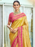 Yellow Silk Saree With Blouse Piece