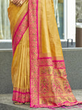 Yellow Silk Saree With Blouse Piece