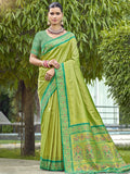 Green Silk Saree With Blouse Piece