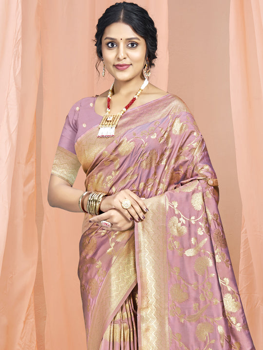 Pink Silk Saree With Blouse Piece