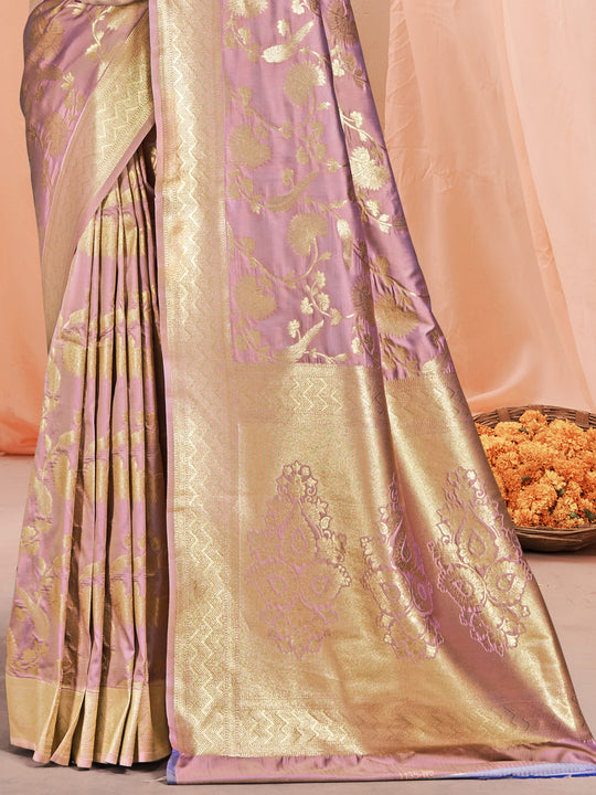 Pink Silk Saree With Blouse Piece