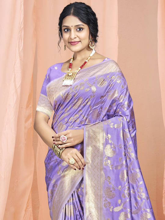 Lilac Silk Saree With Blouse Piece