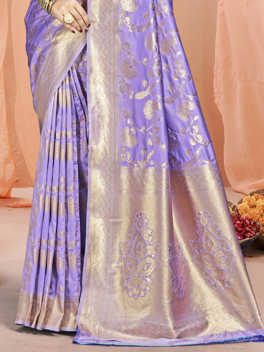 Lilac Silk Saree With Blouse Piece