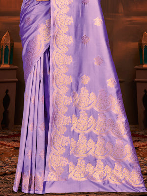 Lilac Silk Saree With Blouse Piece